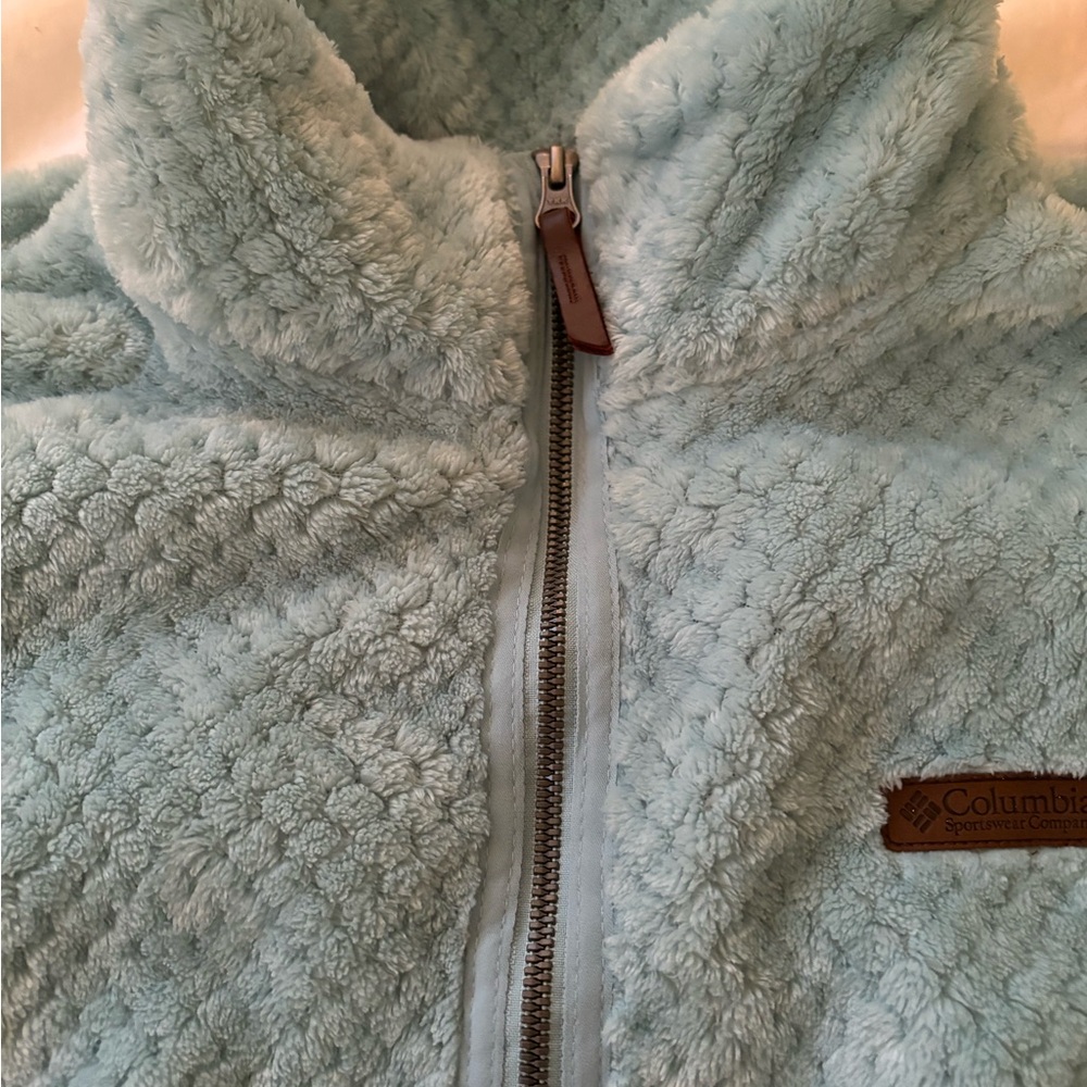 Columbia fireside ll Sherpa fleece full zip. Size XL. Aqua blue
